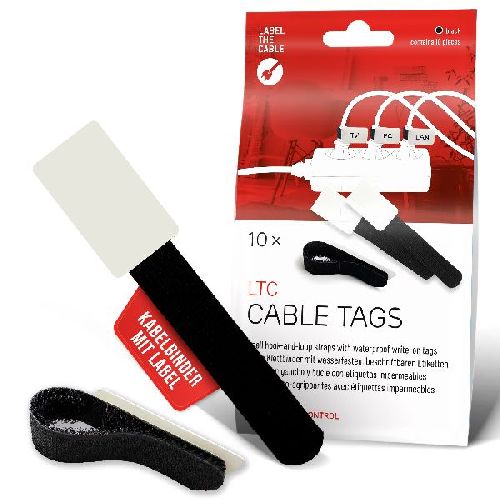 Label-The-Cable LTC CABLE TAGS, Klett Kabelfahnen beschriftbar 10er Set schwarz 59932A