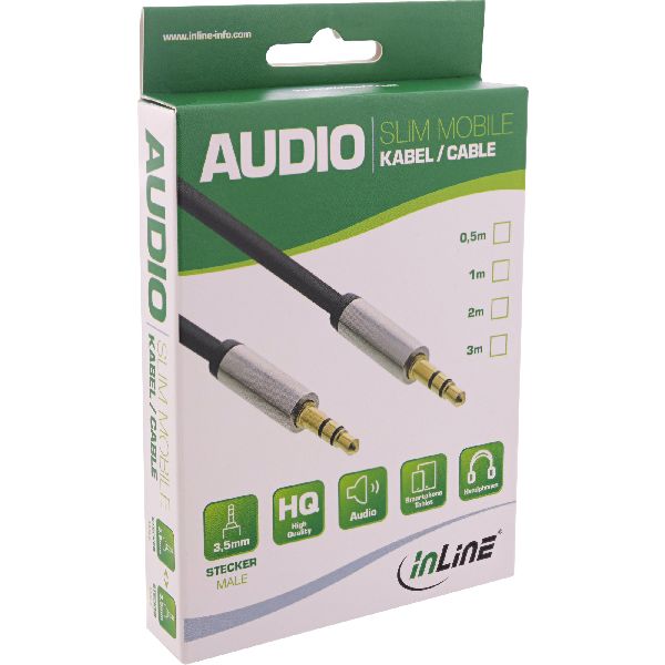InLine® Slim Audio Kabel Klinke 3,5mm ST/ST, Stereo, 2m 99212